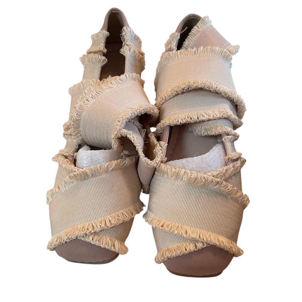🎉HP! ❤️ NEW! Balletcore Distressed Nude/Blush Wrap Faux Pointe Shoes - Picture 6 of 7